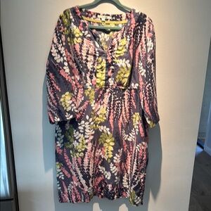 Boden Floral Print Women's Tunic Dress - Pink, Olive & White size 18L